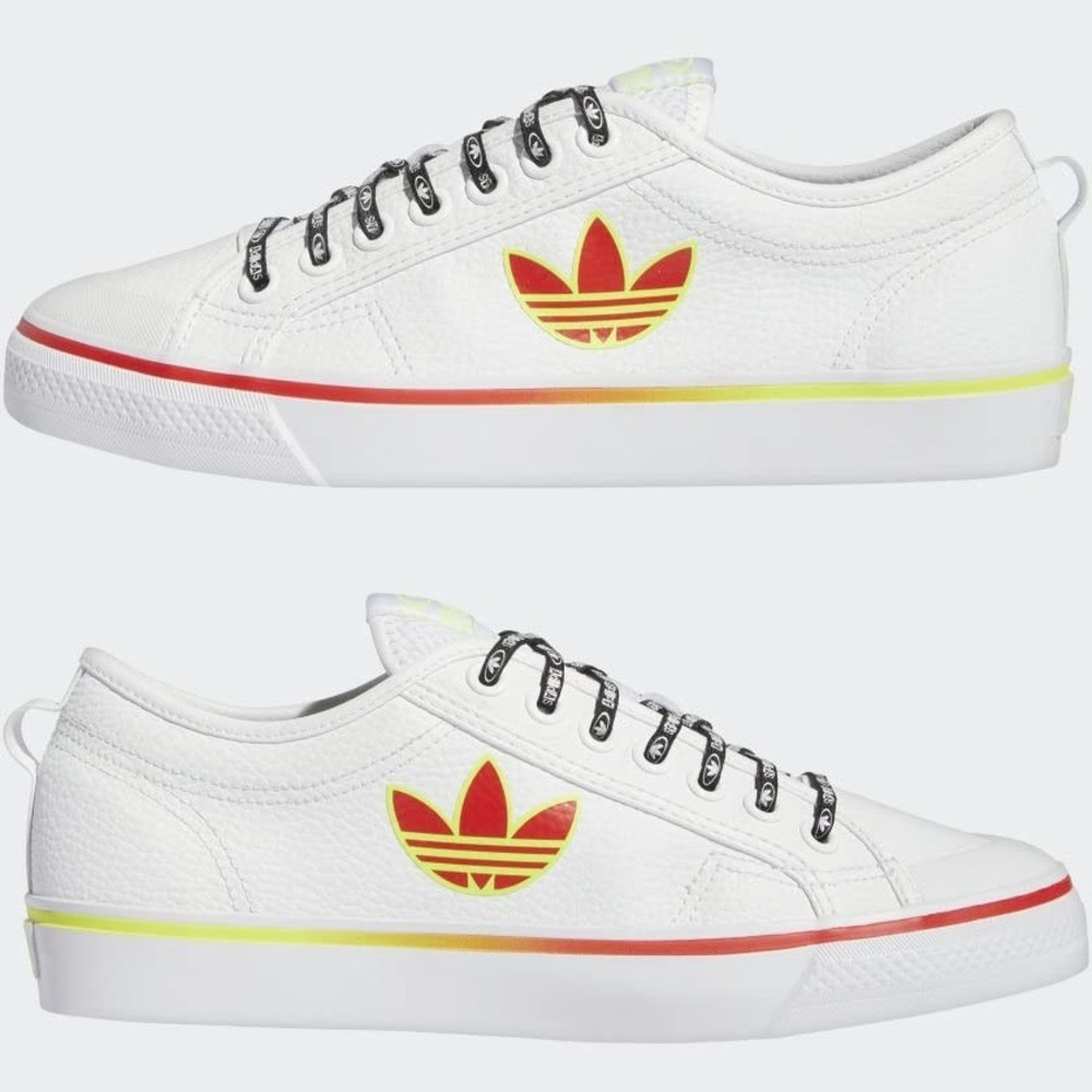 Men's adidas Nizza Trefoil Shoes, White Vivid Red, GX1465, Size 10 - Picture 3 of 8